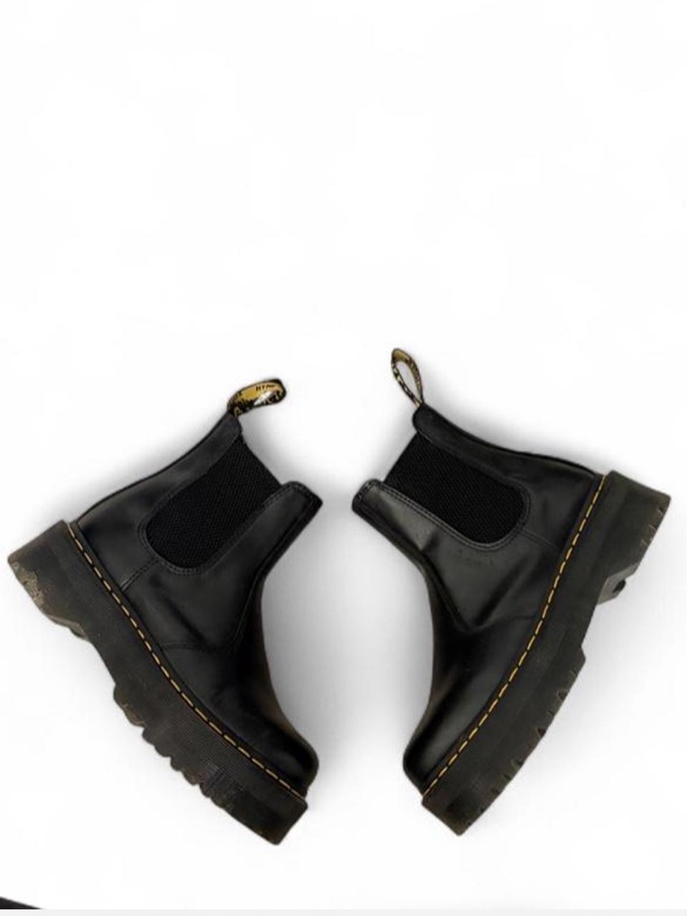 Dr. Martens Black Leather 2976 platform pull on Boots with Yellow Stitching - Picture 7 of 7